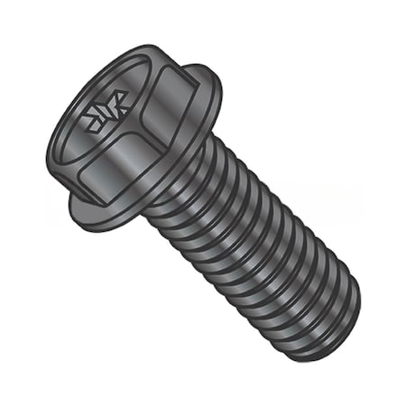 Usa Industrials 1/4"-20 x 5/8 in Phillips Flange Hex Machine Screw, Black Oxide Steel BULK-SCRW-7805